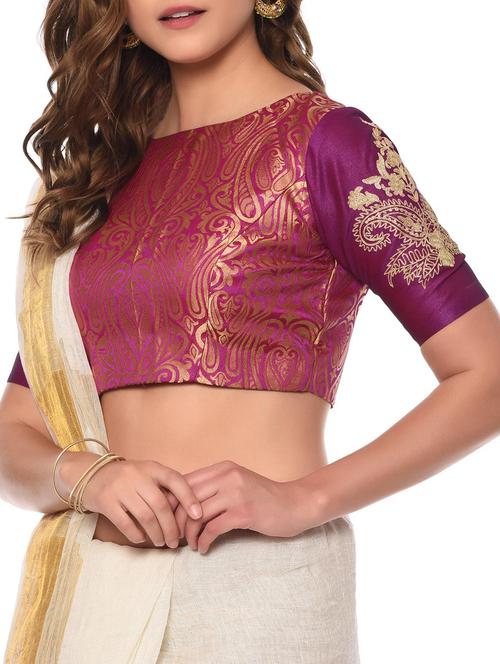 Pink brocade stitched blouse - 13185681 - Very Small Image - 1