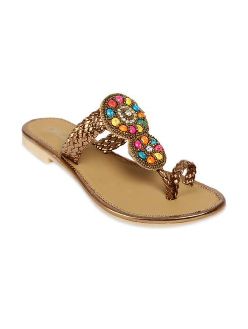 gold faux leather sandals - 1318583 - Very Small Image - 1
