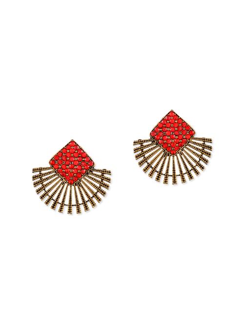red brass drop earring - 13185884 - Very Small Image - 1