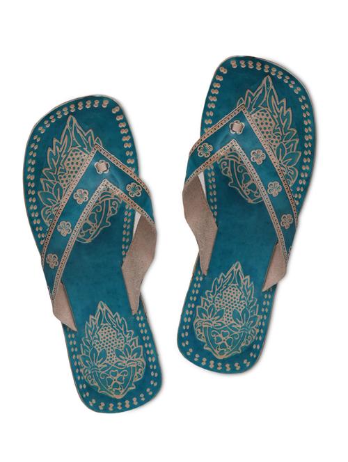 blue leather kolhapuris - 1318733 - Very Small Image - 1