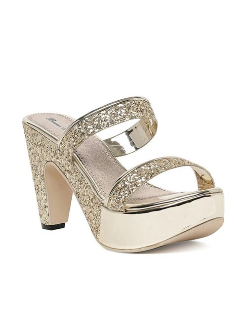 gold faux leather slip on sandals - 13187555 - Very Small Image - 1