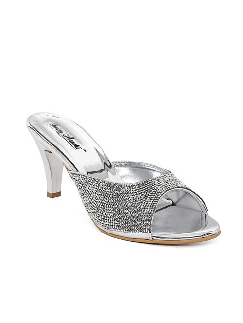 silver faux leather slip on sandals - 13187571 - Very Small Image - 1