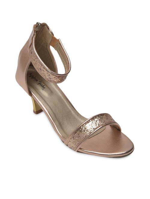 Copper Faux Leather Textured Heels - 1318787 - Very Small Image - 1