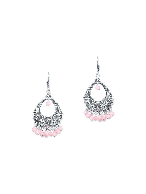pink silver plated chandballi earrings - 13193974 - Very Small Image - 1