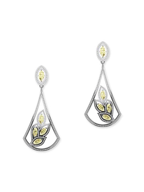 yellow silver drop earrings - 13194103 - Very Small Image - 1