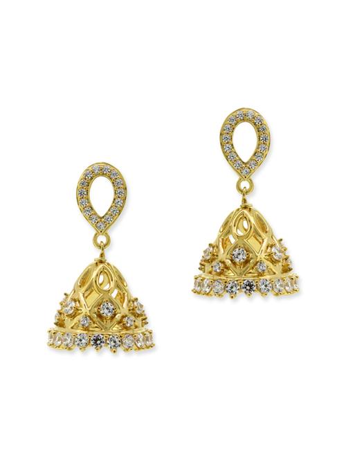 yellow silver jhumka earrings - 13194123 - Very Small Image - 1