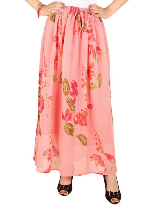pink georgette skirt - 13194367 - Very Small Image - 1