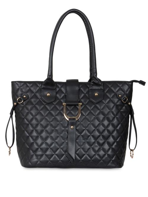 solid black textured leatherette handbag - 1321118 - Very Small Image - 1