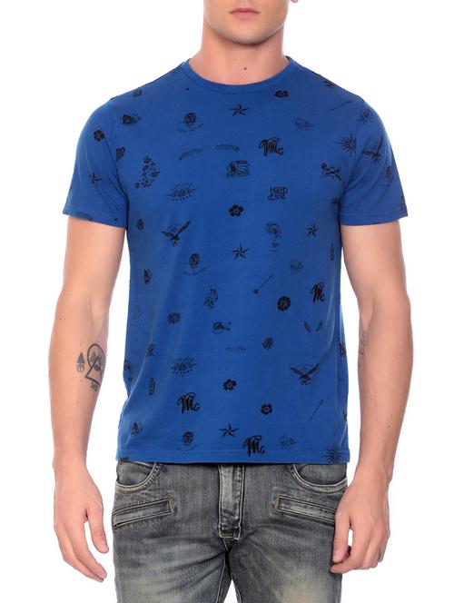 dark blue cotton printed t-shirt - 13231397 - Very Small Image - 1