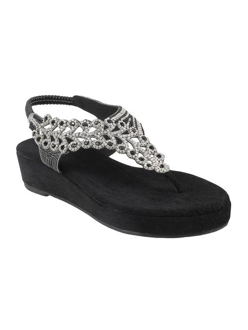 Black back strap Wedges - 13241702 - Very Small Image - 1