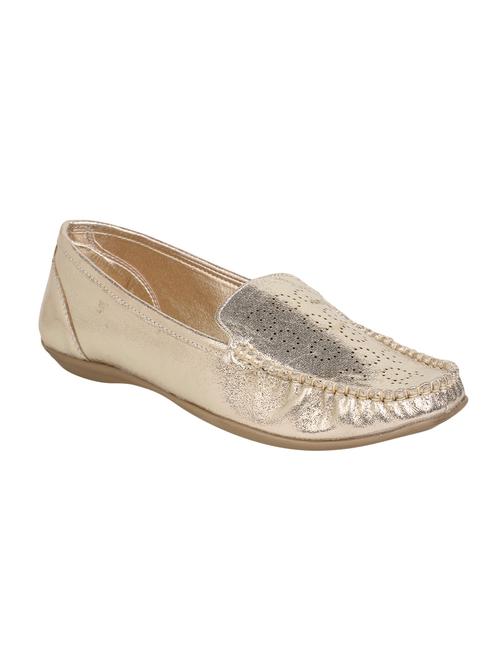 gold faux leather slip on loafers - 13242119 - Very Small Image - 1