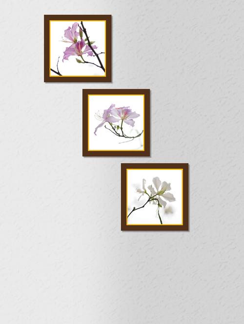 multicolored synthetic wood and paper floral printed wall painting with frame - 1325846 - Very Small Image - 1
