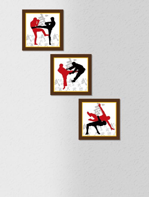 multicolored synthetic wood and paper judo fight wall painting with frame - 1325866 - Very Small Image - 1