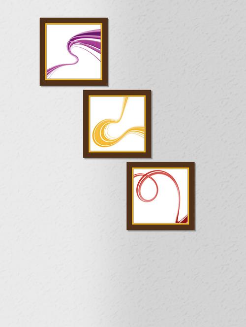 multicolored synthetic wood and paper wave patterned wall painting with frame - 1325882 - Very Small Image - 1