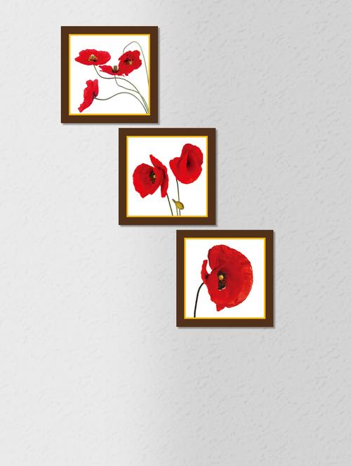 multicolored synthetic wood and paper floral printed wall painting with frame - 1325934 - Very Small Image - 1