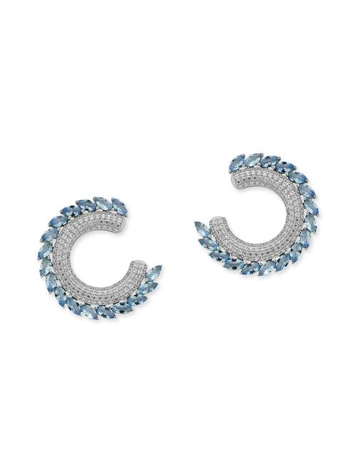 blue silver studs earrings - 13259800 - Very Small Image - 1