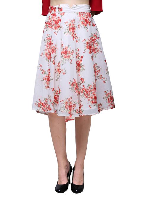 white georgette flared skirt - 13263874 - Very Small Image - 1