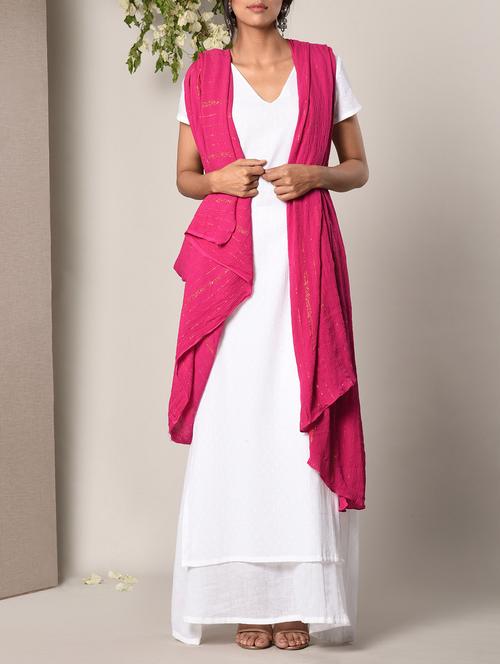 Crinkled plain cotton pink dupatta - 13266598 - Very Small Image - 1