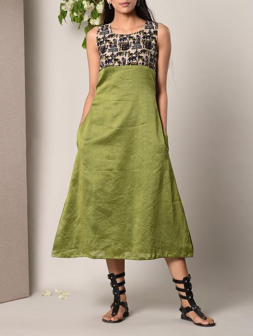 Green cotton blend dress - 13266779 - Very Small Image - 1