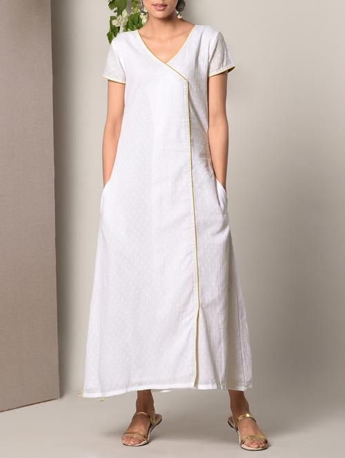 white dabka dots cotton maxi dress - 13266813 - Very Small Image - 1