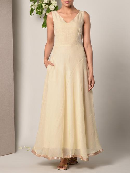 beige solid maxi dress - 13266835 - Very Small Image - 1