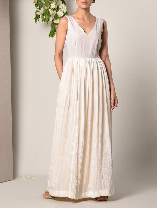 Off-white cotton maxi dress - 13266838 - Very Small Image - 1