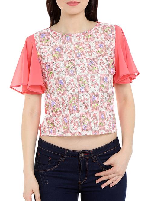 pink floral cotton blend top - 13269717 - Very Small Image - 1