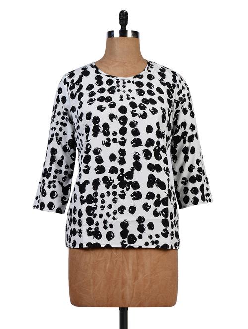 black and white polycrepe printed top - 1327518 - Very Small Image - 1