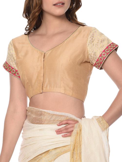 beige raw silk brocade blouse - 13276915 - Very Small Image - 1