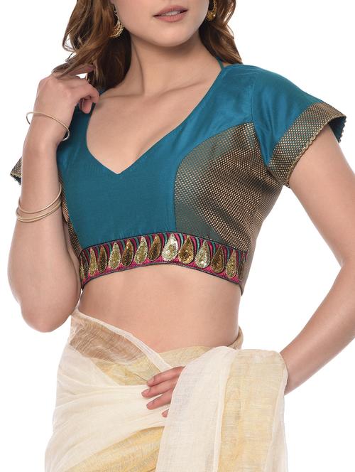 metallic raw silk brocade blouse - 13276925 - Very Small Image - 1
