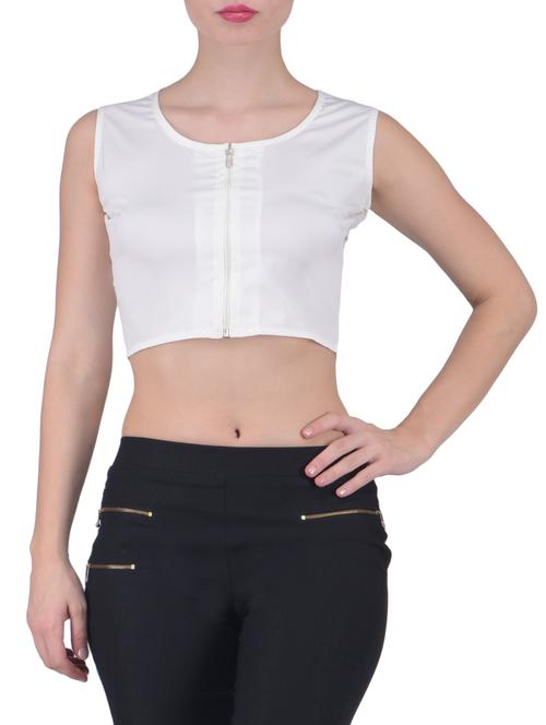 solid white crepe crop top - 1327719 - Very Small Image - 1