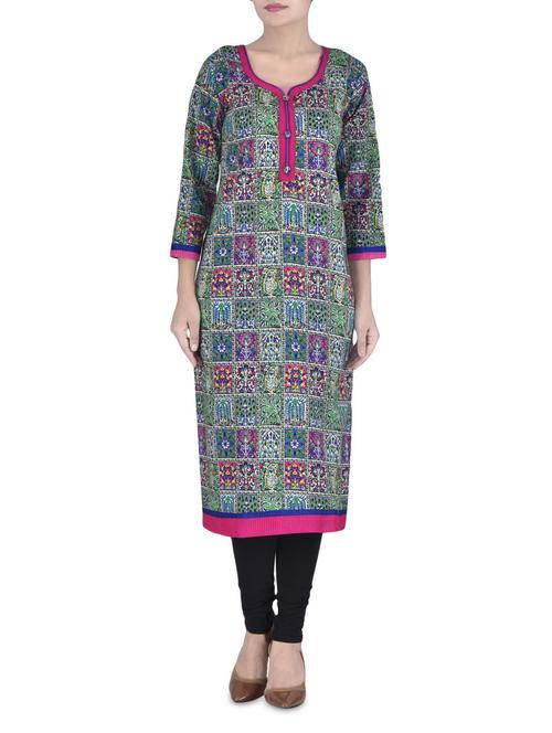 multicolored cotton printed kurta - 1327959 - Very Small Image - 1