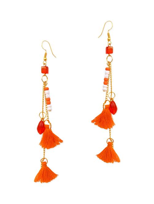 orange wool chandellier earring - 13283068 - Very Small Image - 1