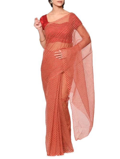 red cotton kota doria saree with blouse - 13283256 - Very Small Image - 1