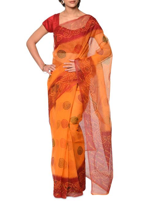 yellow cotton kota doria saree with blouse - 13283272 - Very Small Image - 1