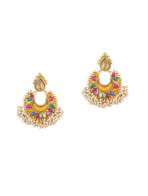 multi colored gold plated chandballi earring - 13288560 - Very Small Image - 1