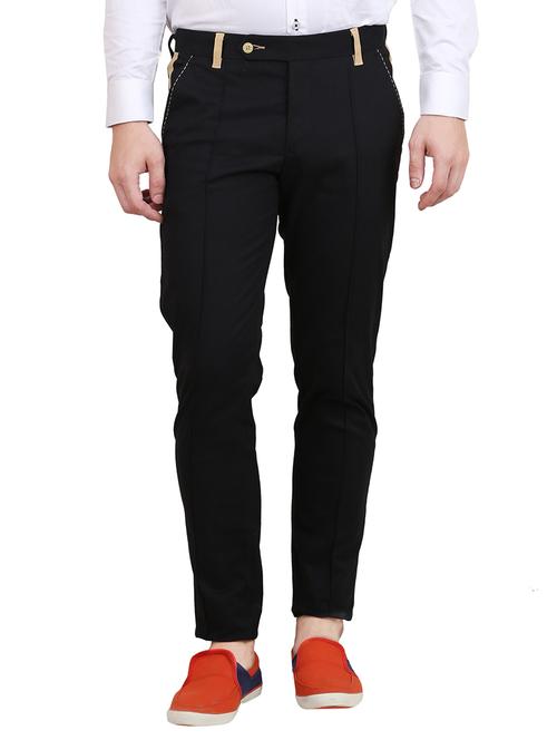 black cotton chinos casual trousers - 13289634 - Very Small Image - 1