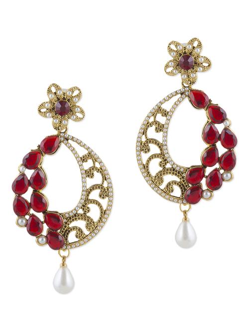 red stone embellished polki drop earrings - 1329053 - Very Small Image - 1