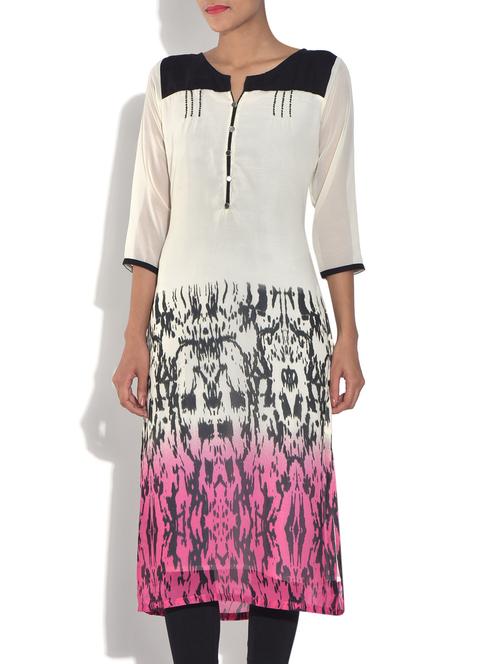 georgette ombre three quarter sleeves kurta - 1329364 - Very Small Image - 1