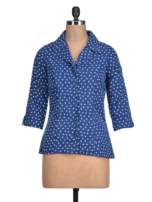 blue heart printed polyester shirt - 1329540 - Very Small Image - 1