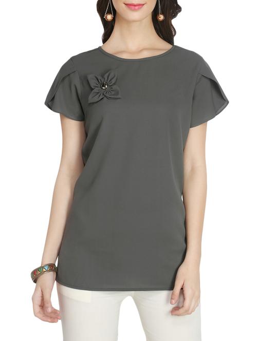 olive green crepe top - 13297002 - Very Small Image - 1