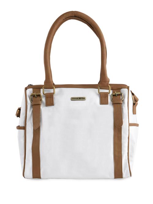 white zippered leatherette handbag - 1329876 - Very Small Image - 1