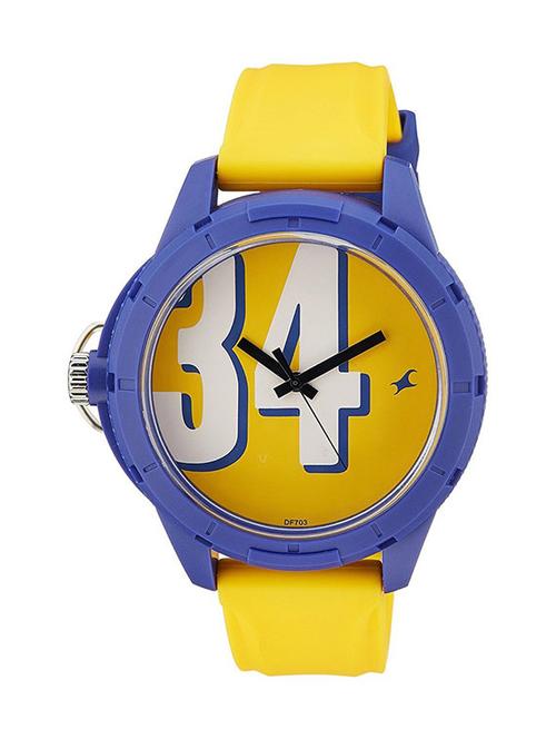 fastrack tees analog yellow dial unisex watch - 38019pp04 - 13307820 - Very Small Image - 1