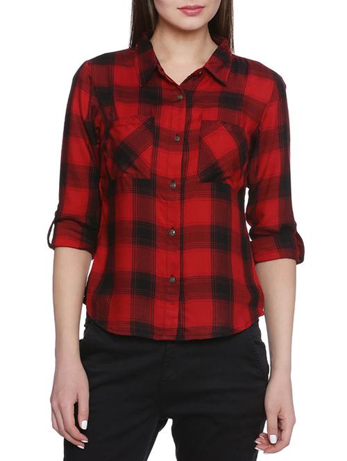 red rayon regular shirt - 13310922 - Very Small Image - 1