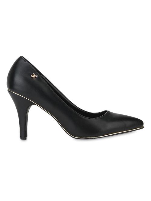 Solid Black Faux Leather Heels - 1331171 - Very Small Image - 1