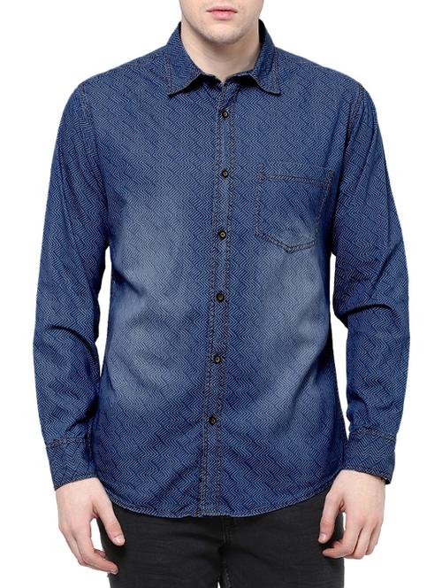 blue denim casual shirt - 13313287 - Very Small Image - 1