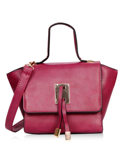 wine leatherette structured satchel handbag - 1332452 - Very Small Image - 1