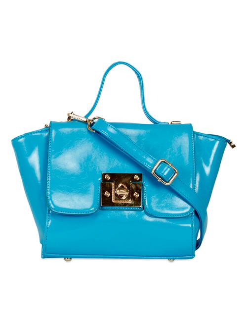 light blue patent leatherette structured handbag - 1332534 - Very Small Image - 1