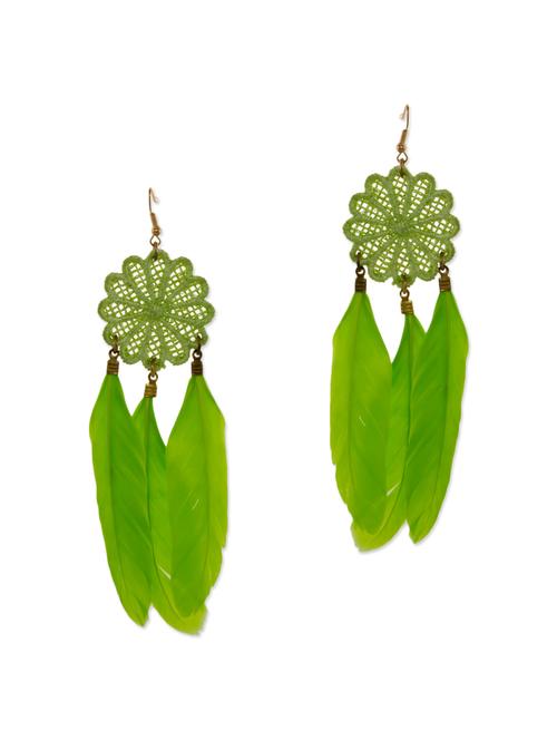 green metal drop earrings - 13331446 - Very Small Image - 1