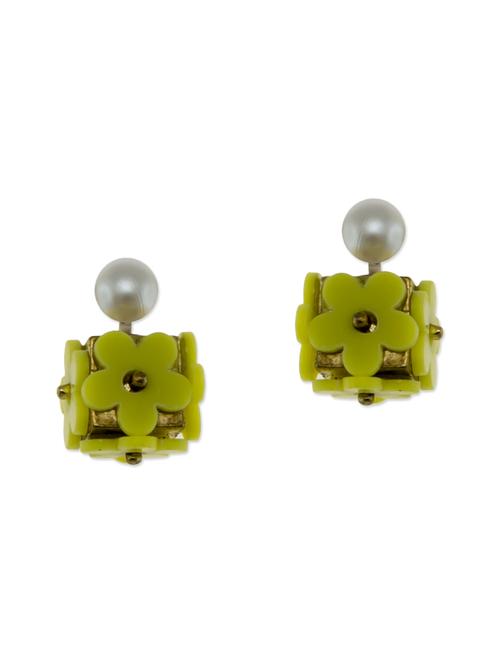 yellow metal drop earrings - 13335031 - Very Small Image - 1